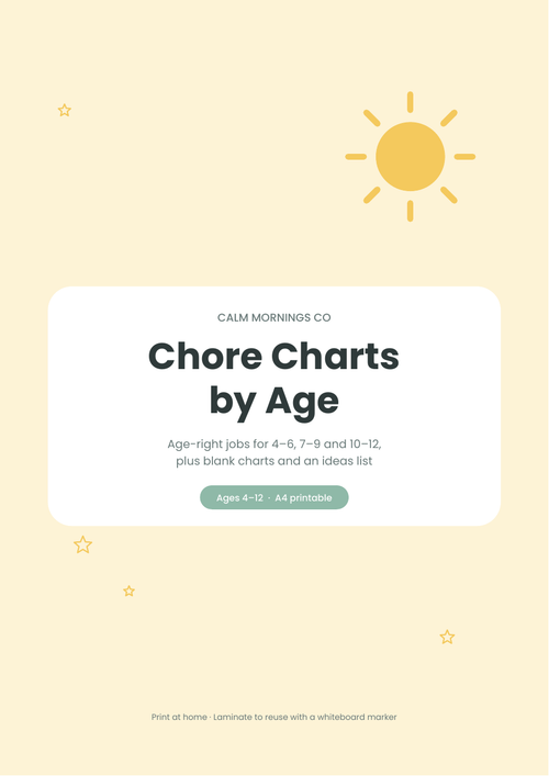 Printable chore charts by age for kids