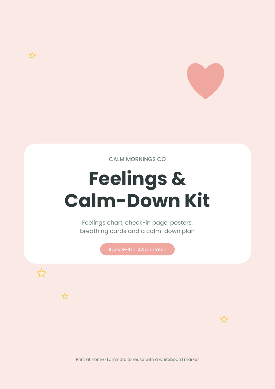 Printable feelings chart and calm-down kit for kids