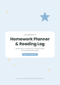 Printable homework planner and reading log for kids