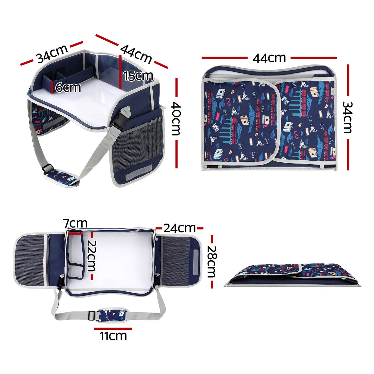 Kids travel tray car seat lap desk in blue – view 2