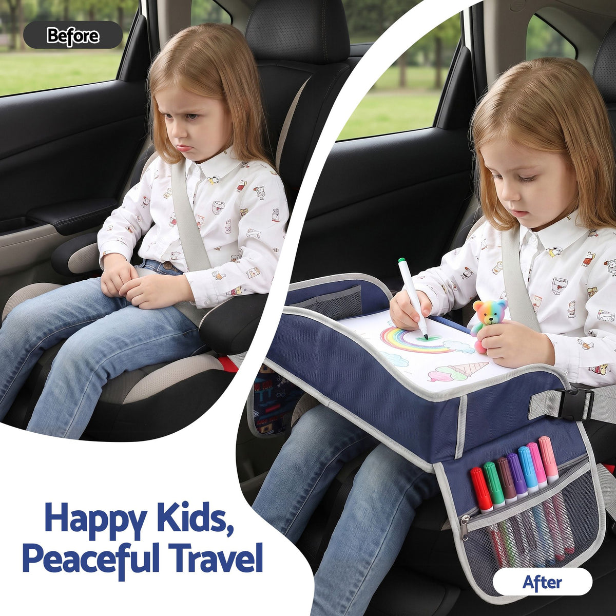 Kids travel tray car seat lap desk in blue – view 4