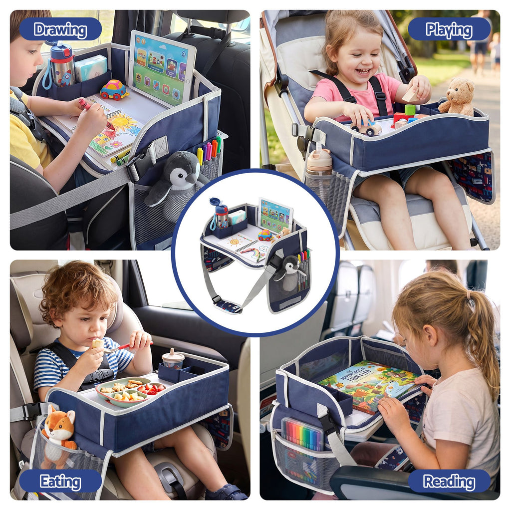 Kids travel tray car seat lap desk in blue – view 6