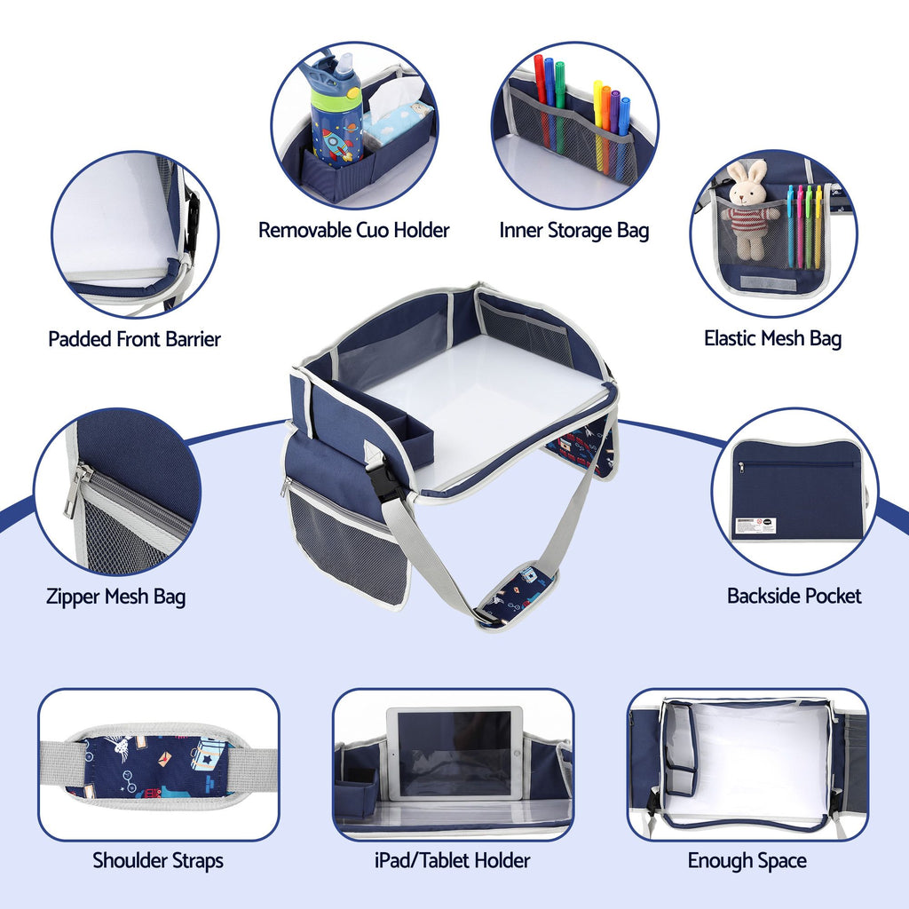 Kids travel tray car seat lap desk in blue – view 7