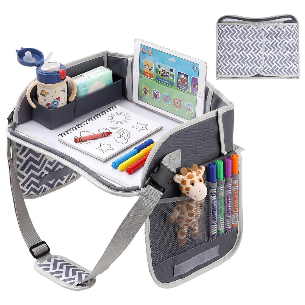 Kids travel tray car seat lap desk in grey