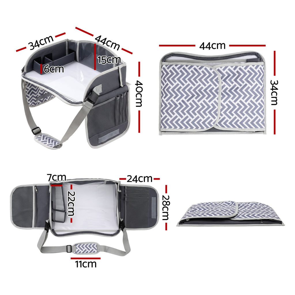 Kids travel tray car seat lap desk in grey – view 2