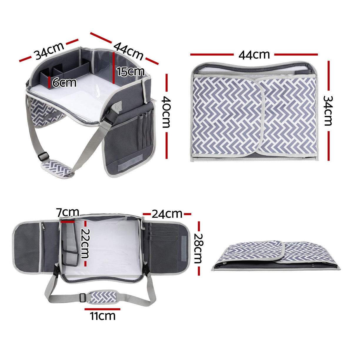Kids travel tray car seat lap desk in grey – view 2
