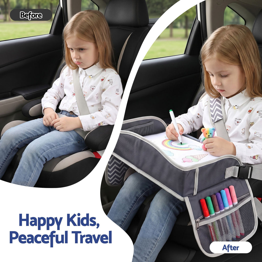 Kids travel tray car seat lap desk in grey – view 4