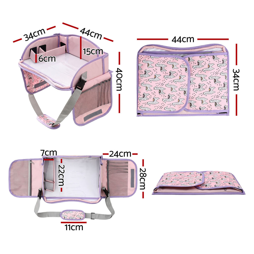 Kids travel tray car seat lap desk in pink – view 2