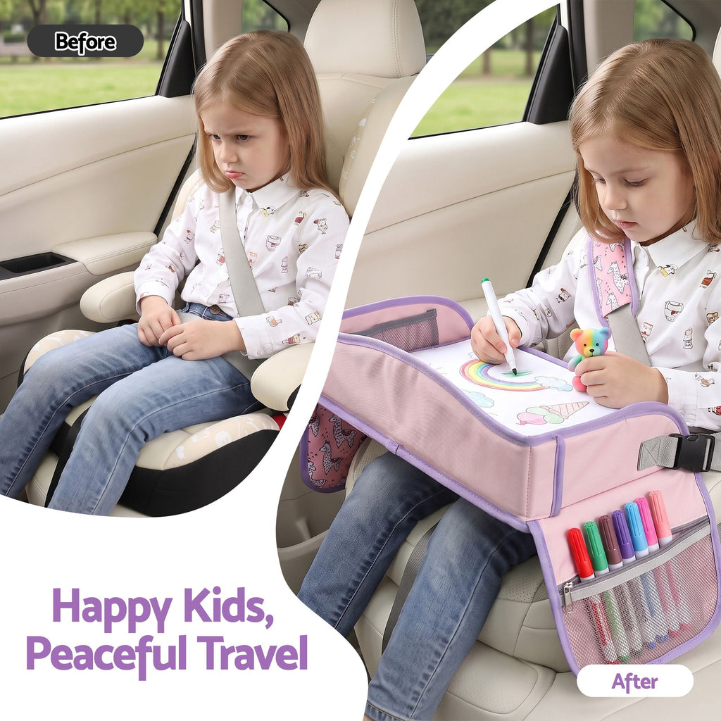 Kids travel tray car seat lap desk in pink – view 4
