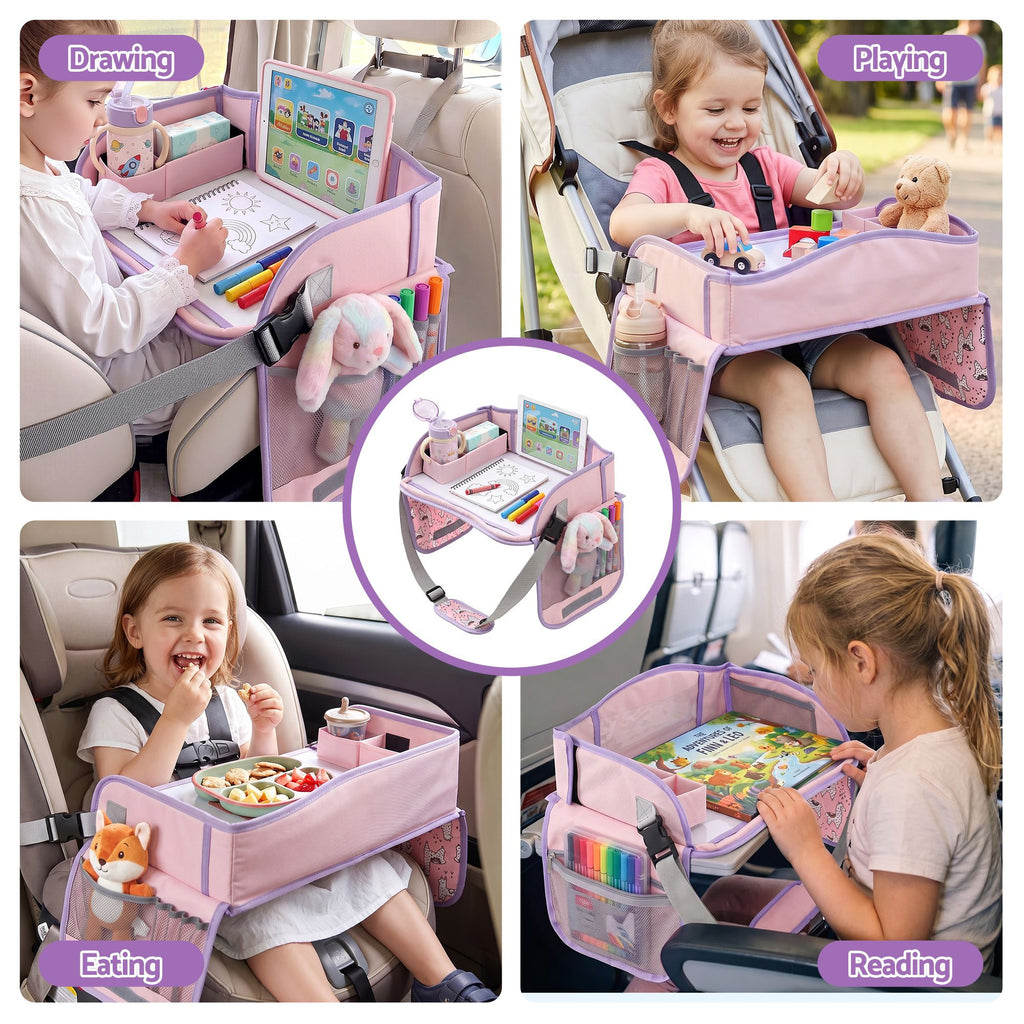Kids travel tray car seat lap desk in pink – view 6
