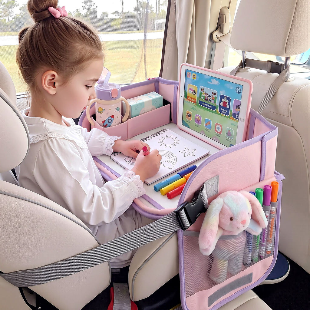 Kids travel tray car seat lap desk in pink – view 10