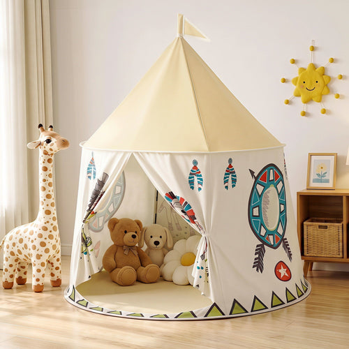Kids castle play tent with flag