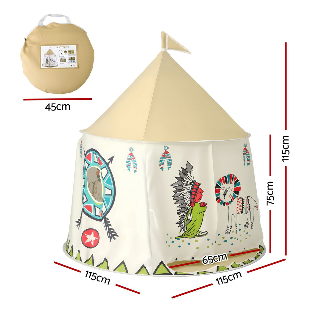 Kids castle play tent with flag – view 2