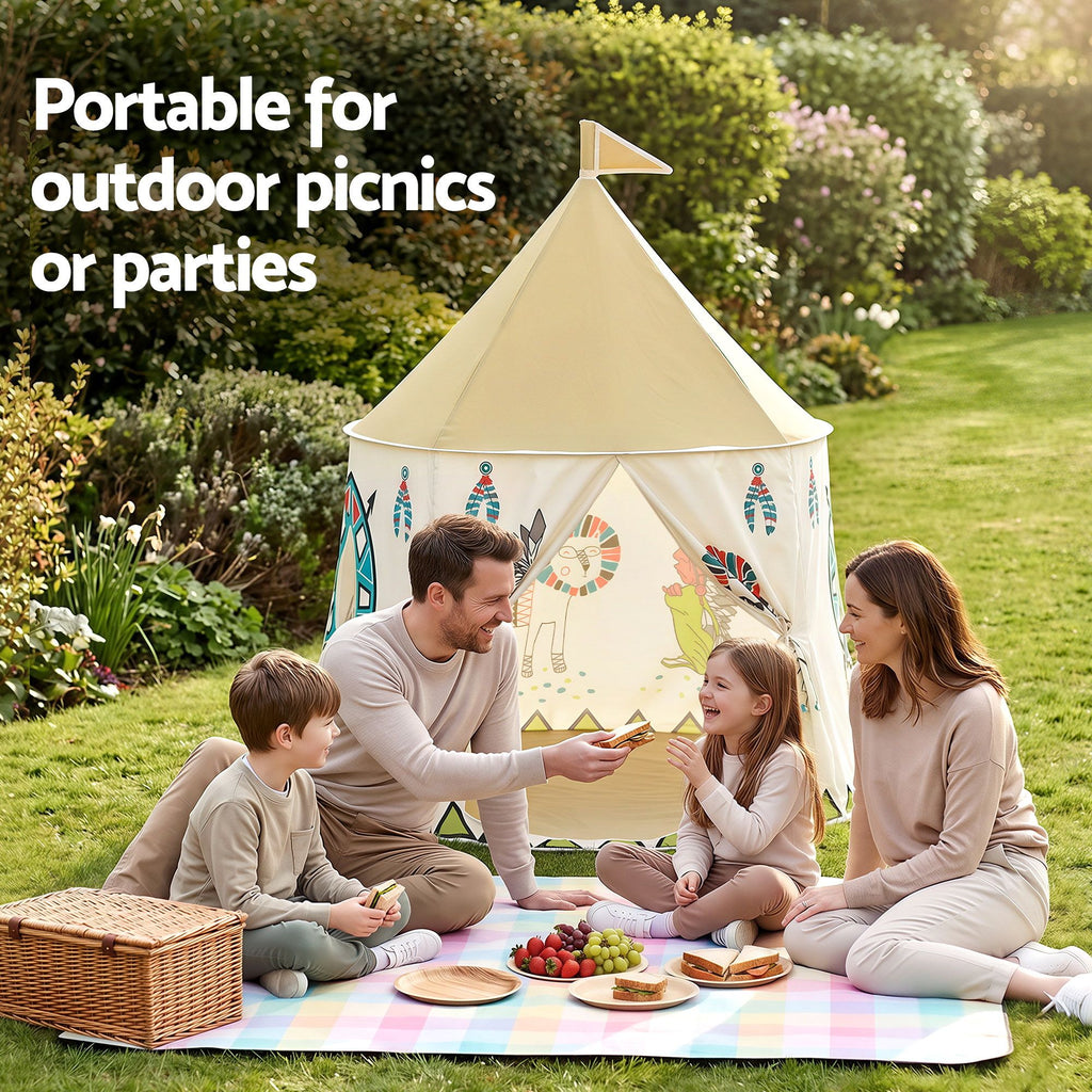 Kids castle play tent with flag – view 6