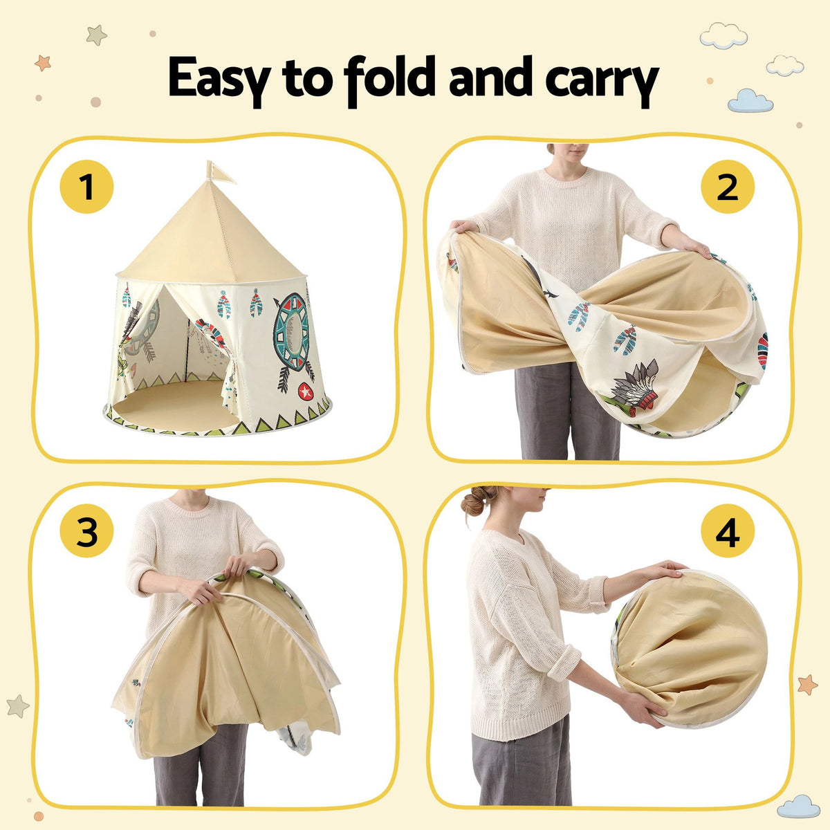 Kids castle play tent with flag – view 7