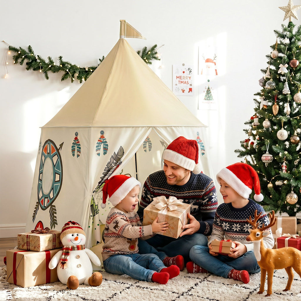 Kids castle play tent with flag – view 8