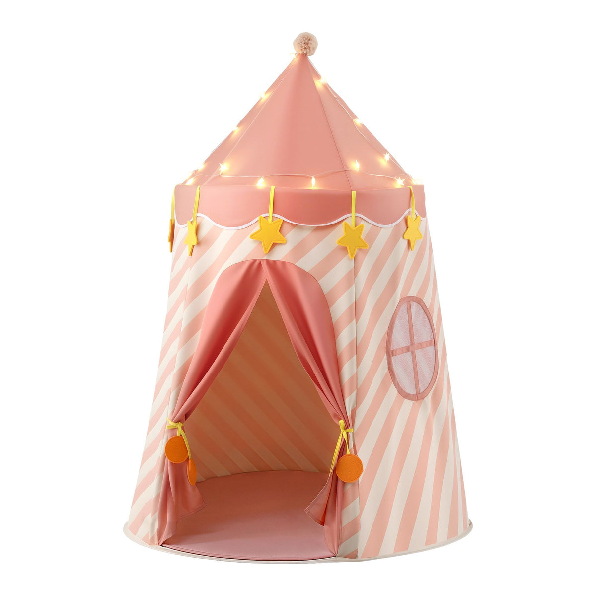 Pink kids play tent with star lights – view 8