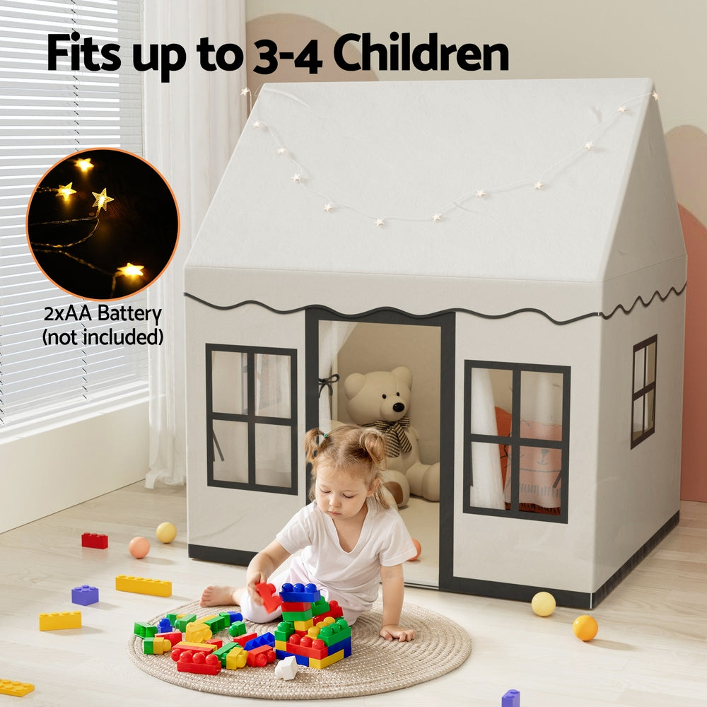 White castle play tent with star lights and floor mat – view 4
