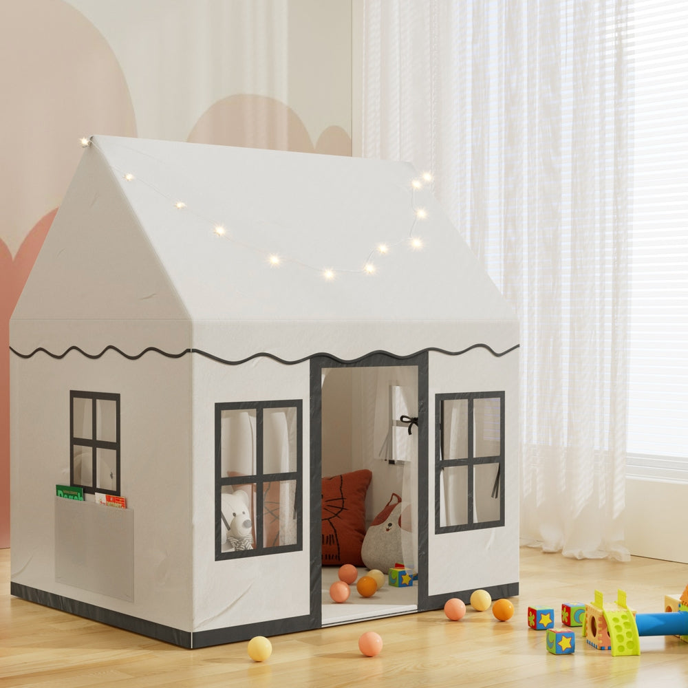 White castle play tent with star lights and floor mat – view 7