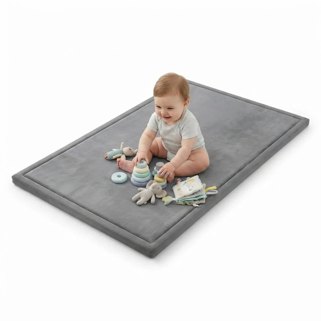 Large thick foam baby play mat 150 x 200 cm in grey – view 8