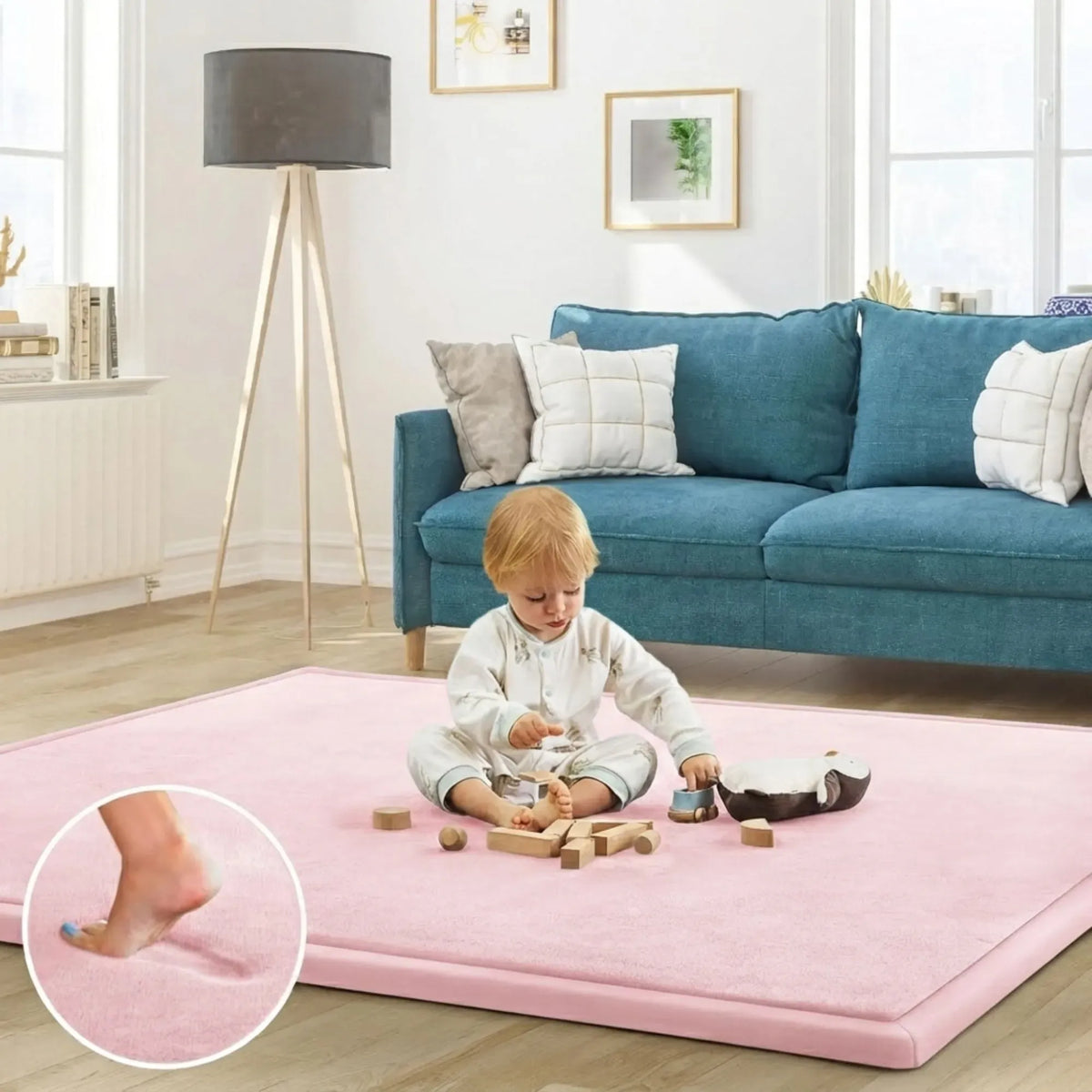 Thick foam baby play mat 100 x 150 cm in pink