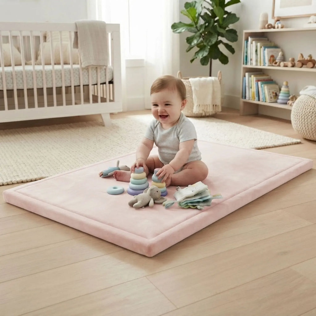 Thick foam baby play mat 100 x 150 cm in pink – view 2
